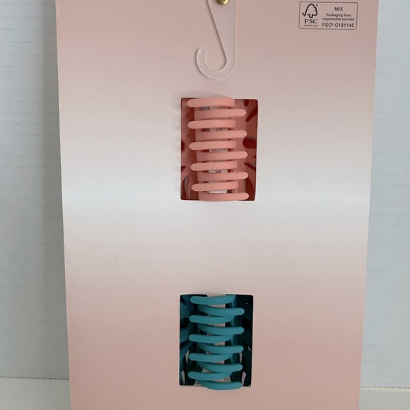 2/$20 Pink Linen Butterfly Hair Clips - Picture 2 of 2